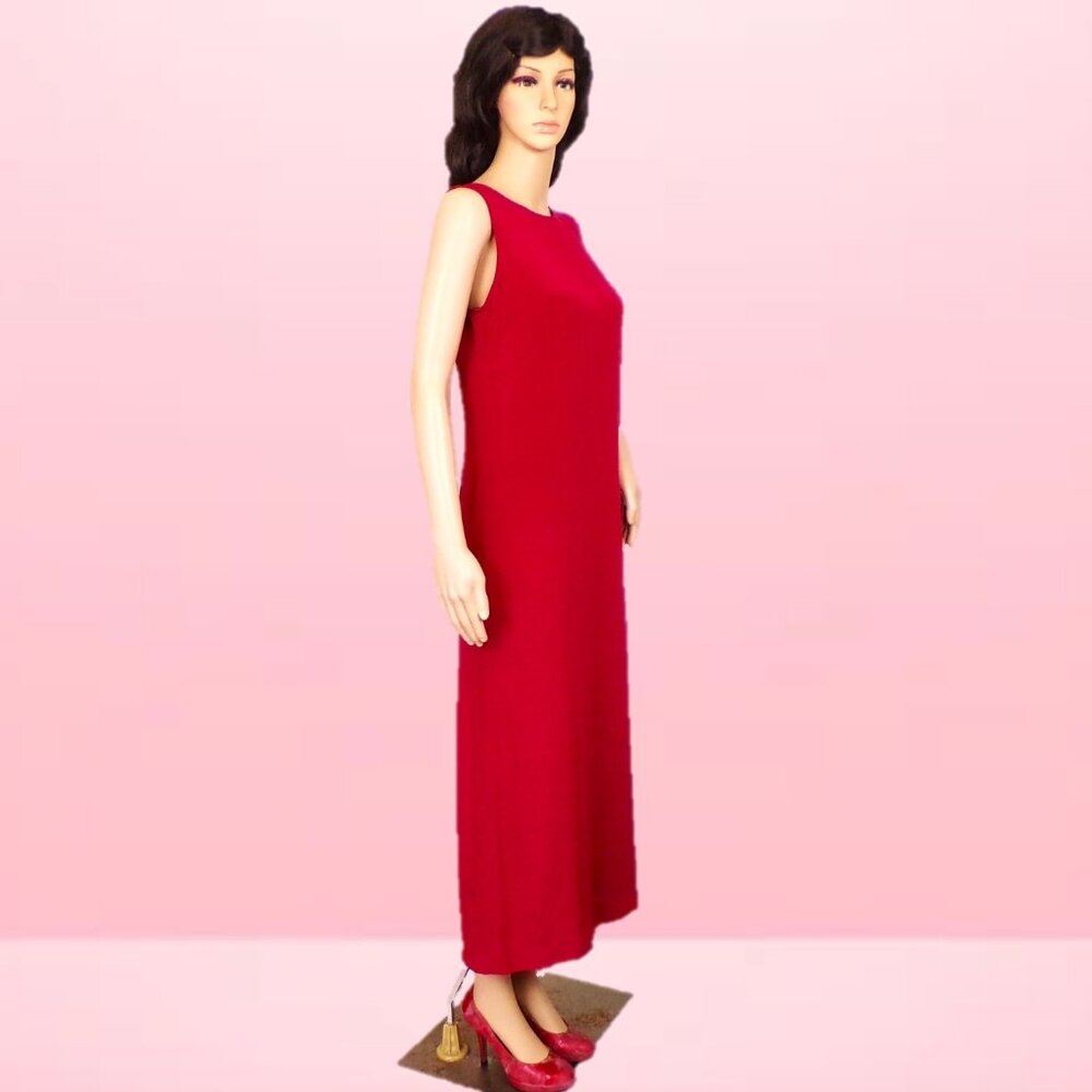 SILK! TALBOTS size 6 red sleeveless full-length sheath dress 100% silk DC only - Picture 2 of 10